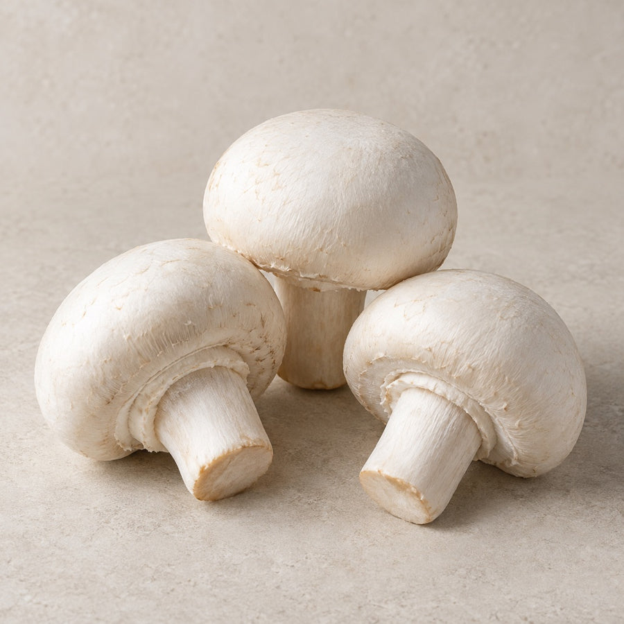 Smooth white button mushrooms